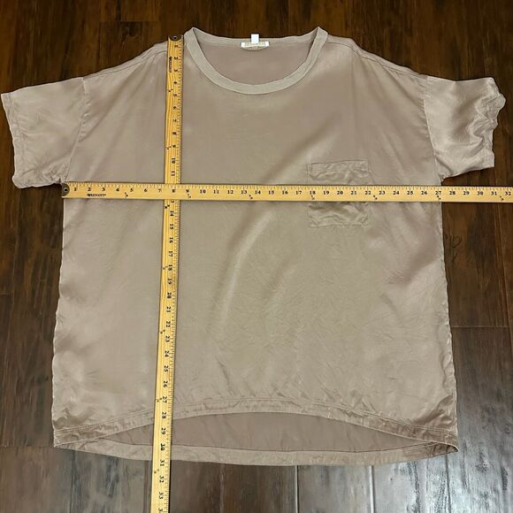 LUNYA Washable Silk Pajama Top T-Shirt w Pocket in Otium Tan - Picture 7 of 7